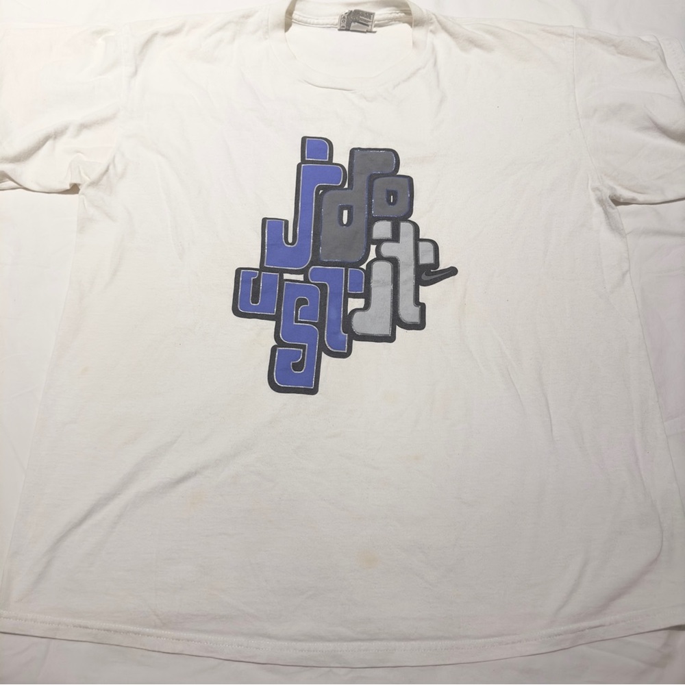 Nike Vintage Just Do It Graphic Oversized Tee Shirt Purple Blue Size Large